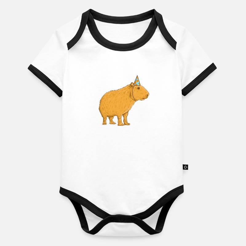 Anniversaire de Capybara Body Bébé bio contrasté manches courtes