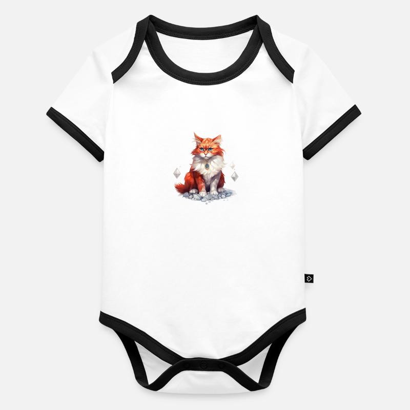 Geburtsstein-Katze Jänner Baby Bio-Kurzarm-Kontrastbody