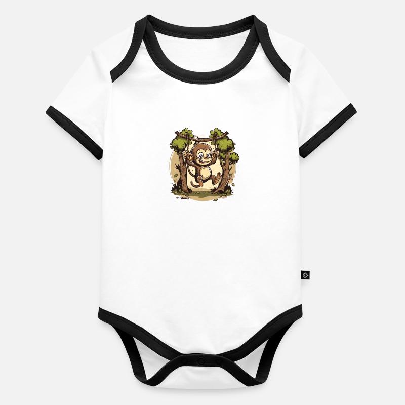 Swinging Monkey Organic Baby Contrasting Bodysuit
