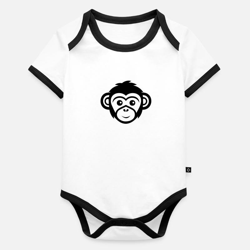 Singe Singe Visage de Singe Jungle Body Bébé bio contrasté manches courtes