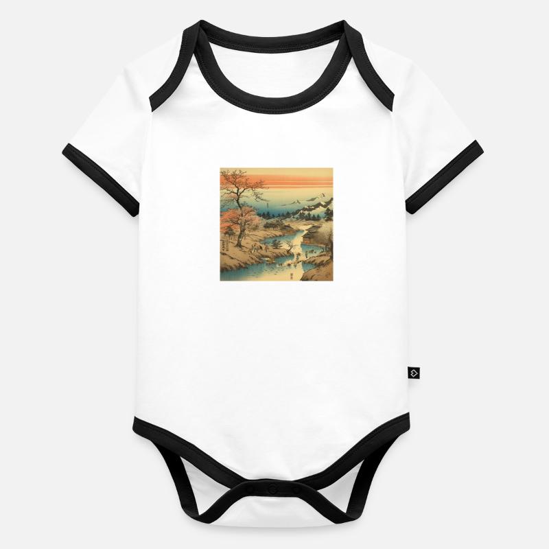 Beauté nostalgique du Japon Body Bébé bio contrasté manches courtes
