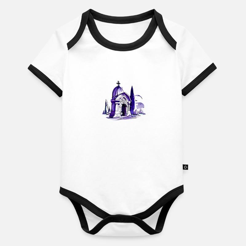Mausoleum Friedhof Grab Baby Bio-Kurzarm-Kontrastbody