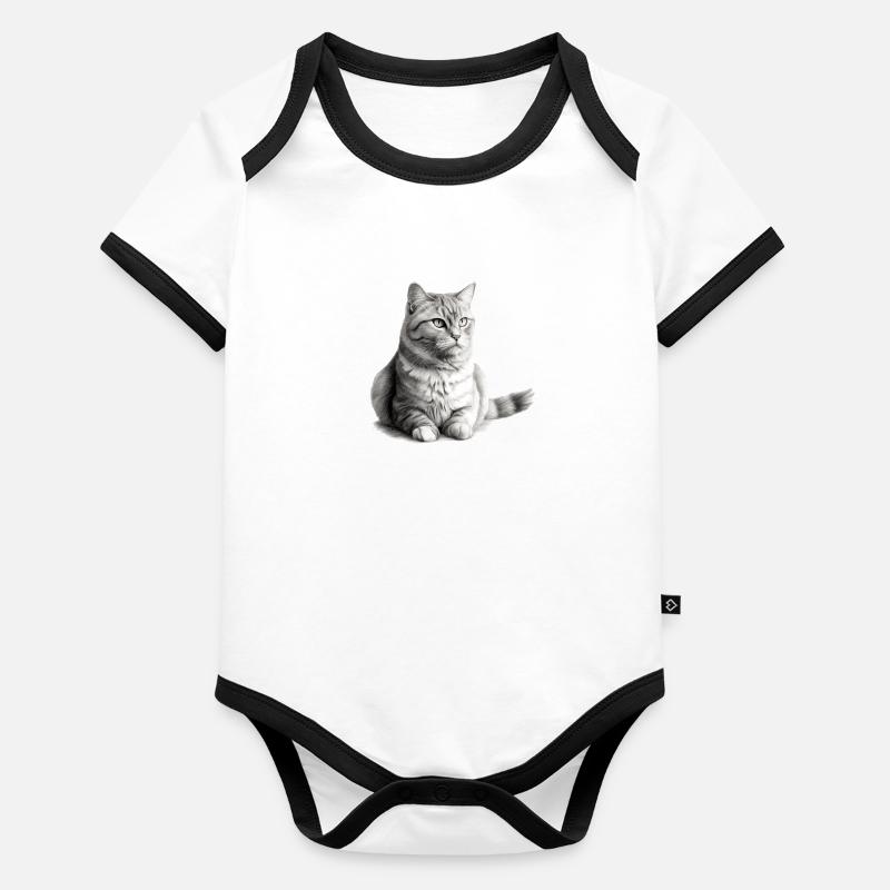 Zaki die Katze Baby Bio-Kurzarm-Kontrastbody