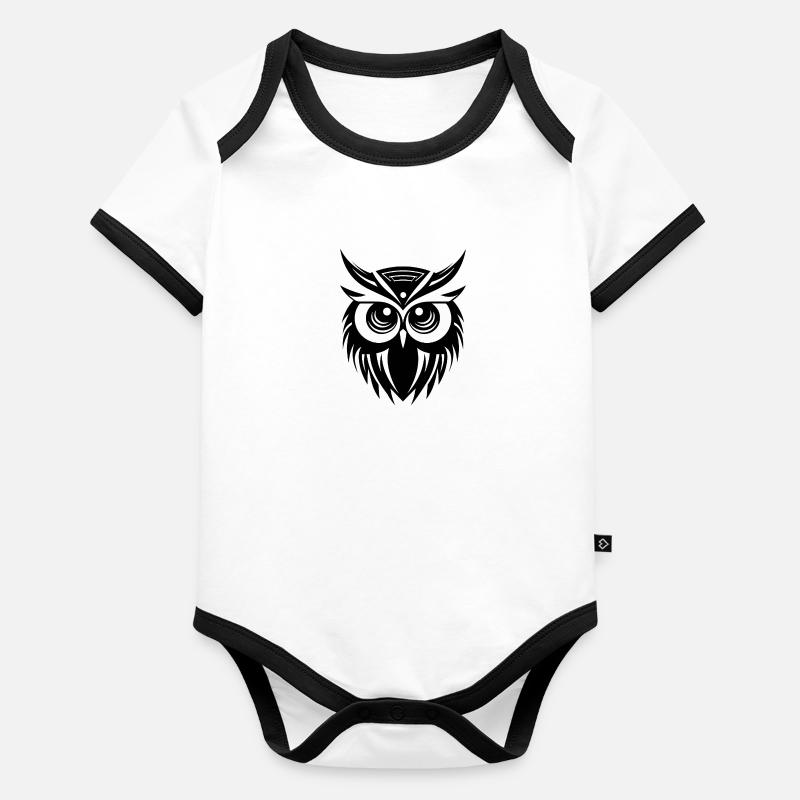 Eule Eulen Vogel Vögel Baby Bio-Kurzarm-Kontrastbody