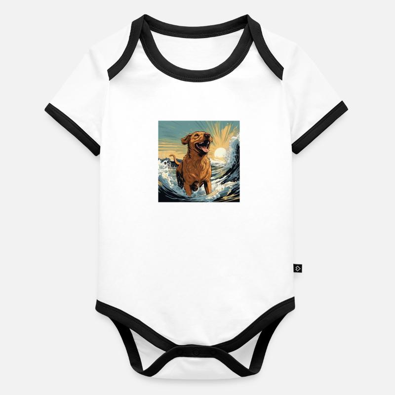 Lustighausen - Comic Style dog Baby Bio-Kurzarm-Kontrastbody