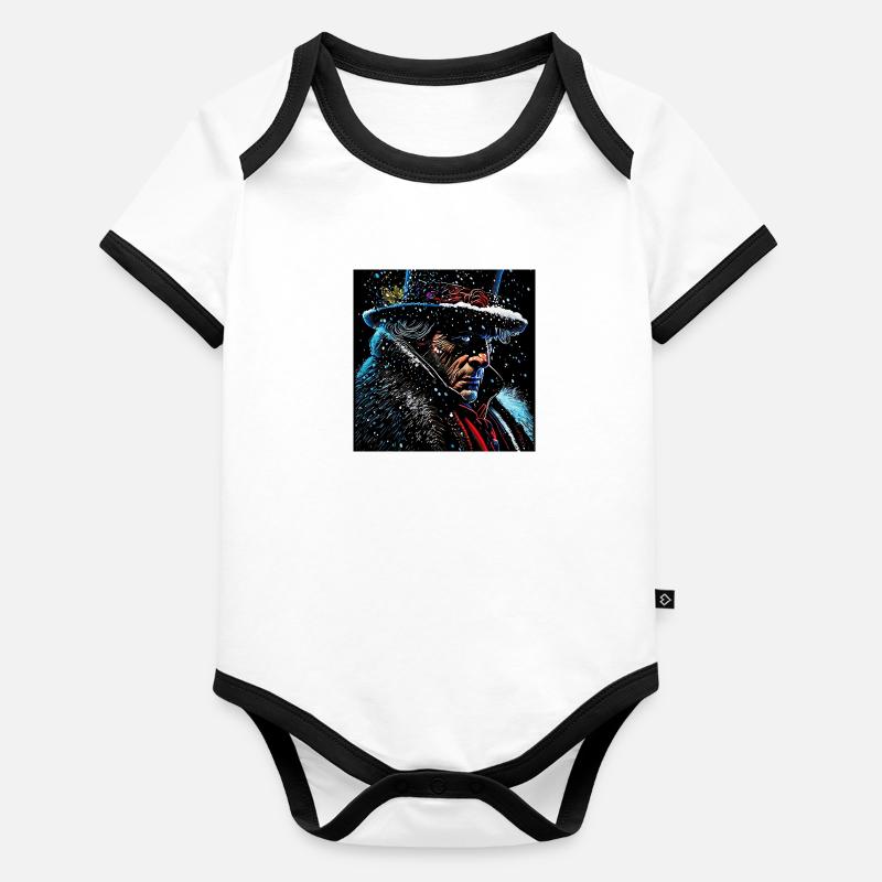 Ebenezer Scrooge Portrait Organic Baby Contrasting Bodysuit