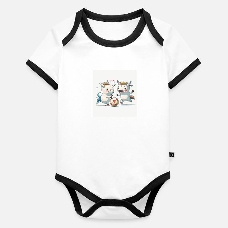 Licorne Soccer Body Bébé bio contrasté manches courtes