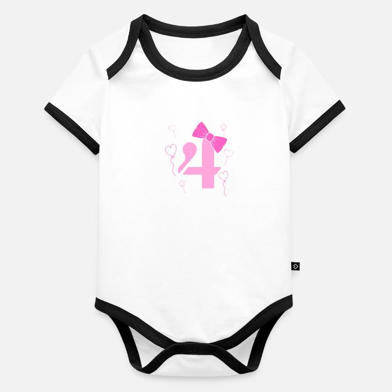 4e anniversaire fille Body Bébé bio contrasté manches courtes