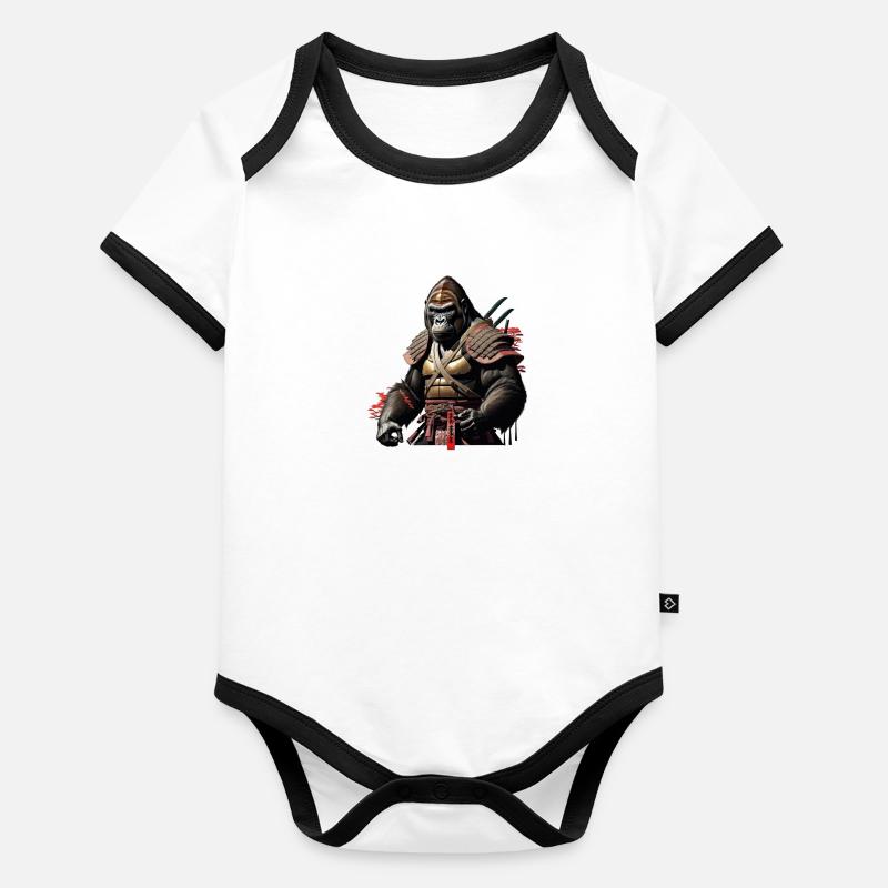 Le Gorille Ninja Body Bébé bio contrasté manches courtes