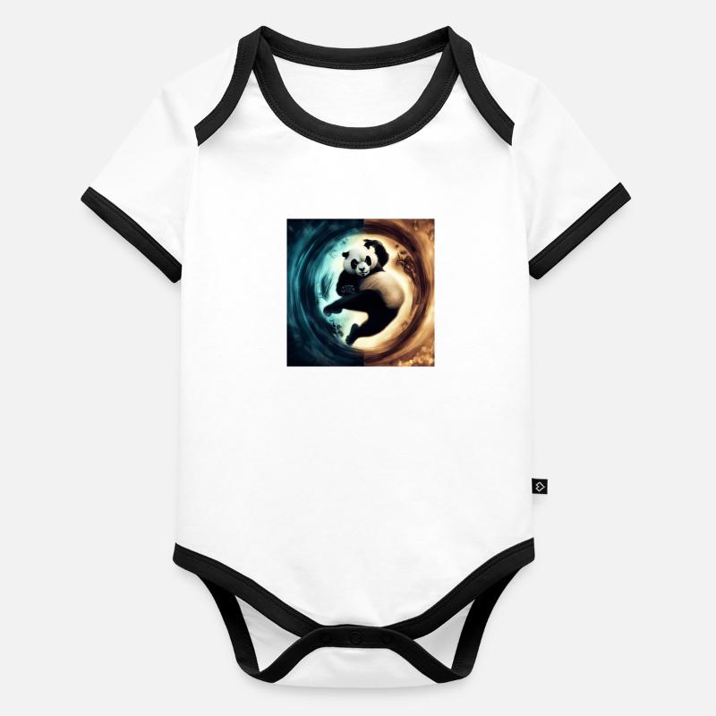 Kung Fu Ying Yang Panda Body Bébé bio contrasté manches courtes