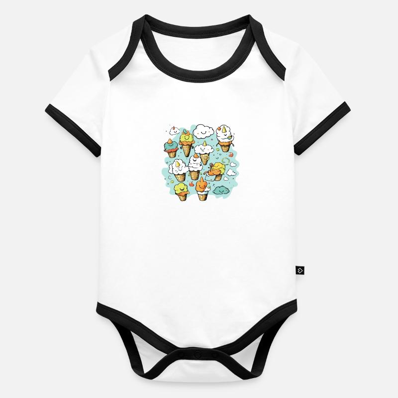 Les glaces kawaii n°7 Body Bébé bio contrasté manches courtes