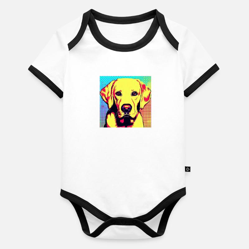 Labrador Pop Art Body Bébé bio contrasté manches courtes
