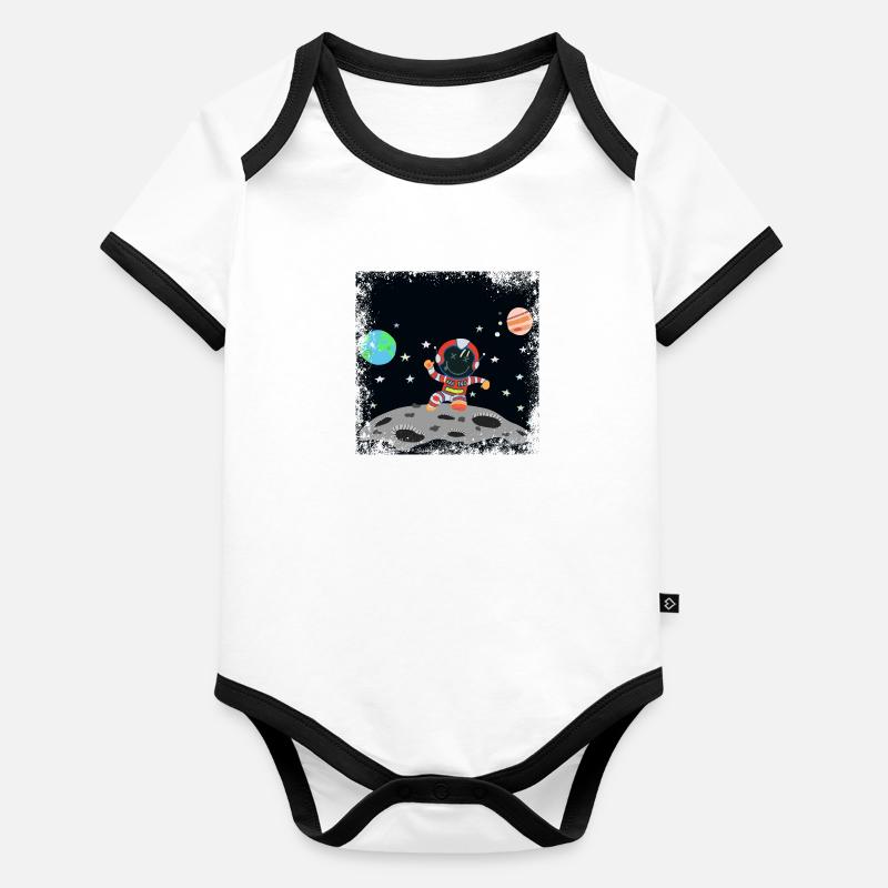 astronaute rouge blanc grunge Body Bébé bio contrasté manches courtes
