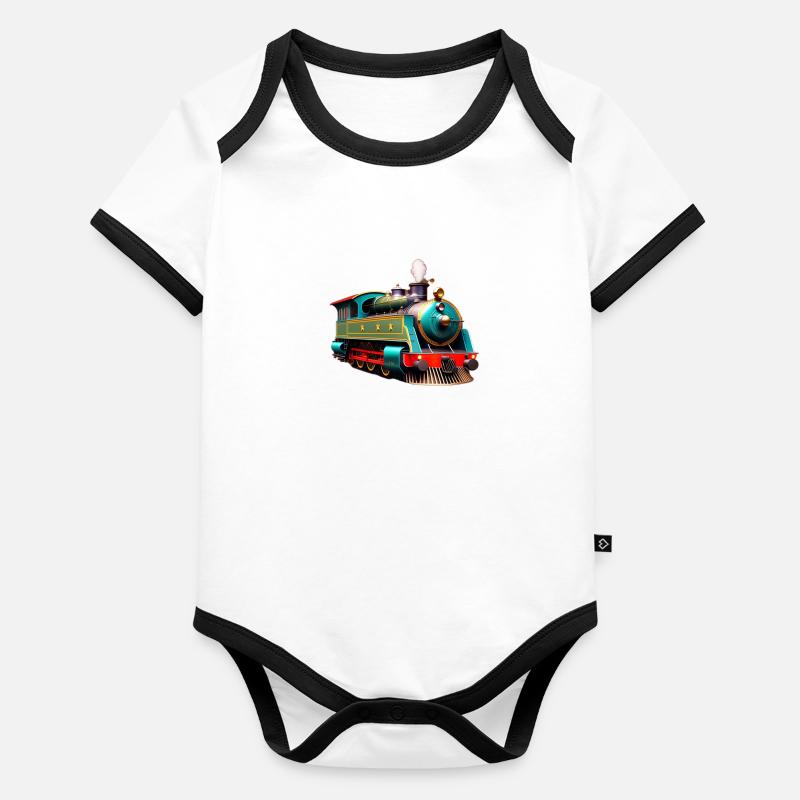 Locomotive Organic Baby Contrasting Bodysuit