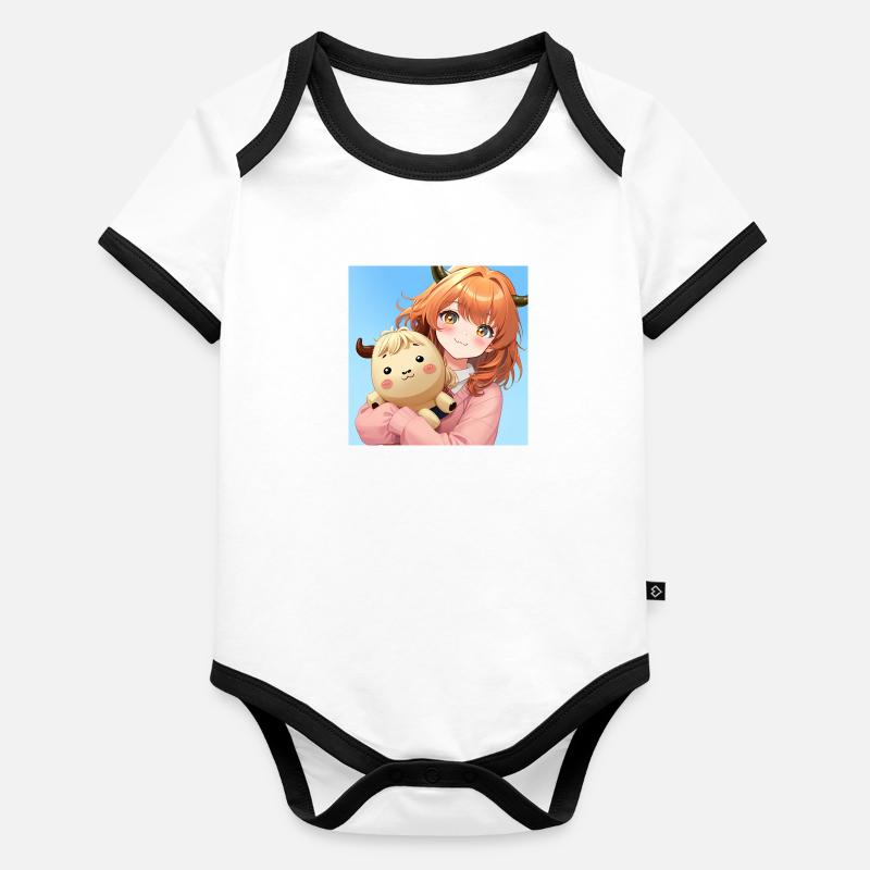 Fille d’anime écossaise Body Bébé bio contrasté manches courtes