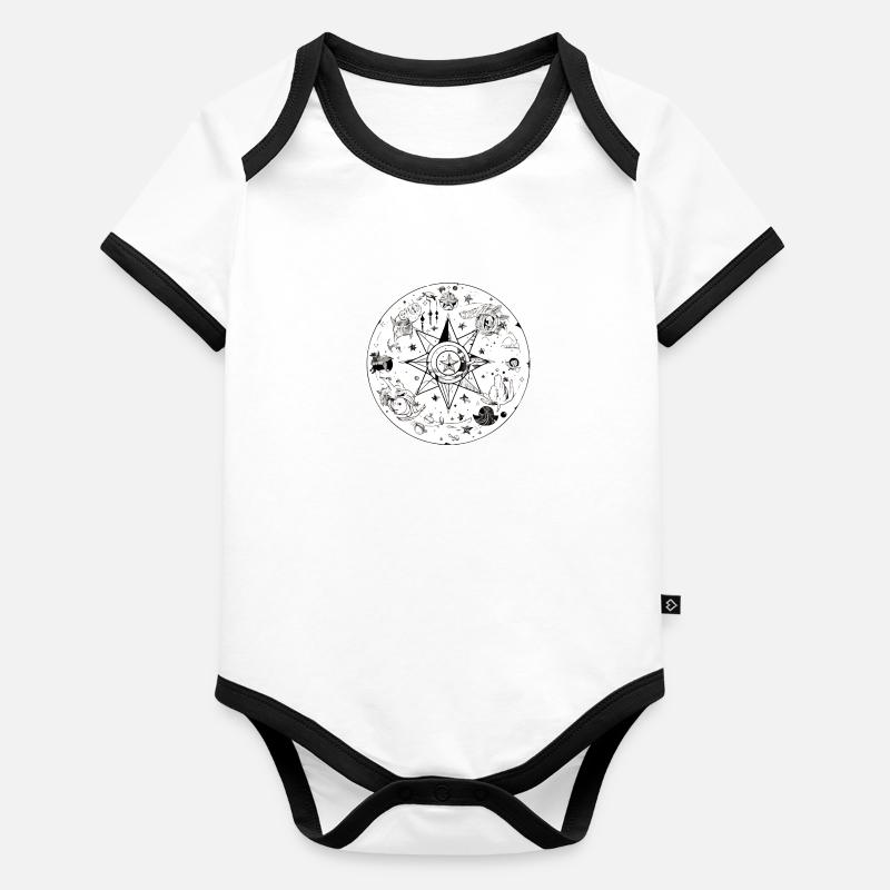 Abstract Star Organic Baby Contrasting Bodysuit