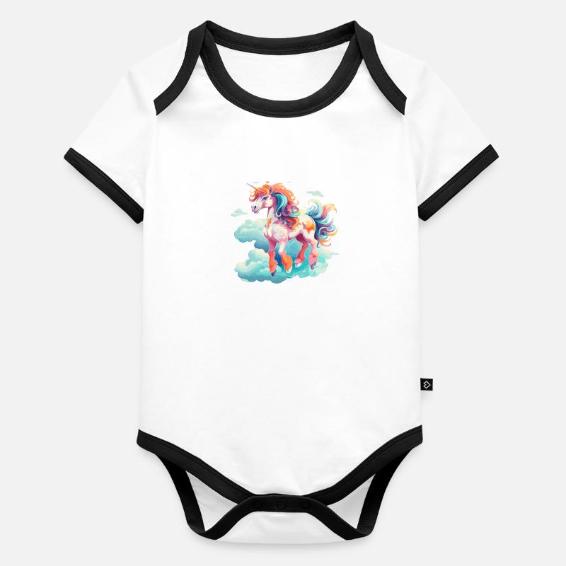 schönes Einhorn Baby Bio-Kurzarm-Kontrastbody