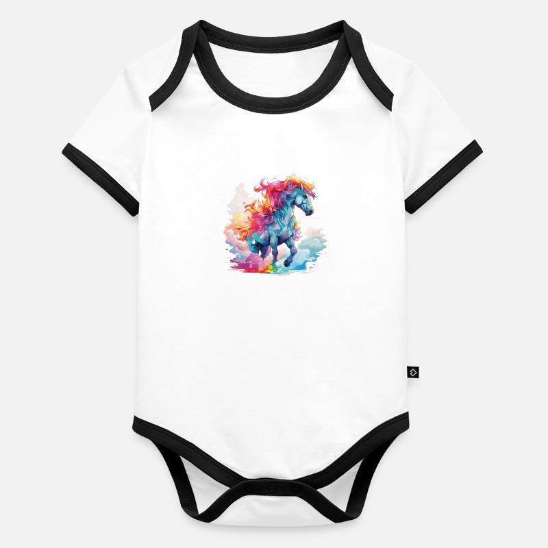 au galop coloré Body Bébé bio contrasté manches courtes