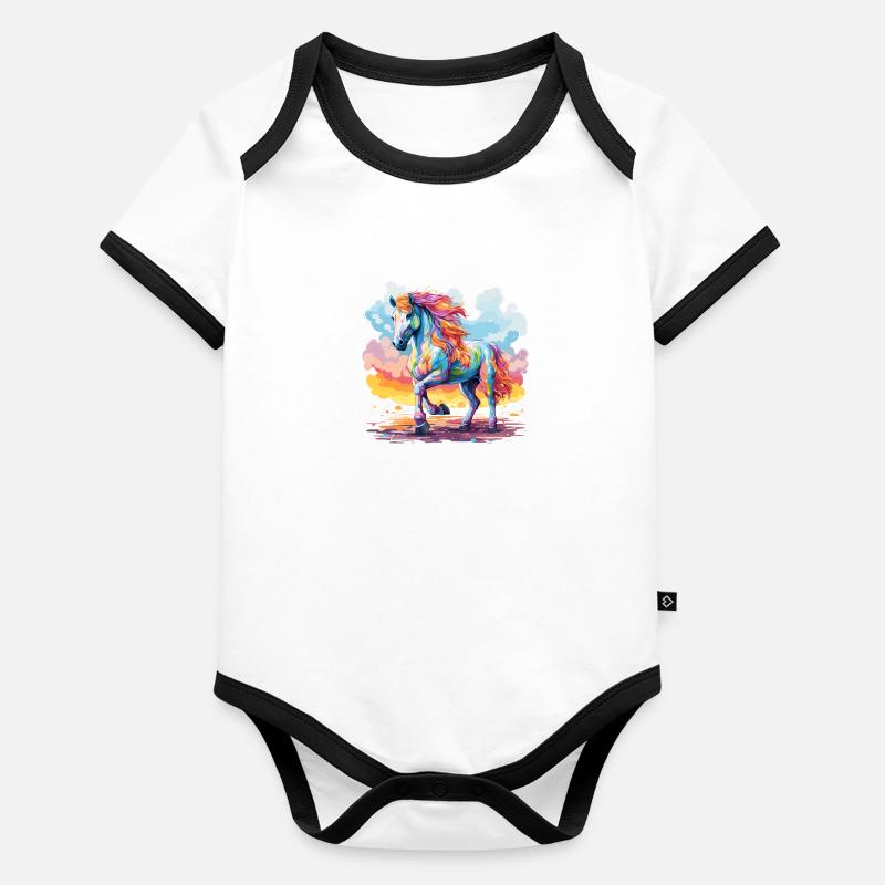 das bunte Pferd Baby Bio-Kurzarm-Kontrastbody