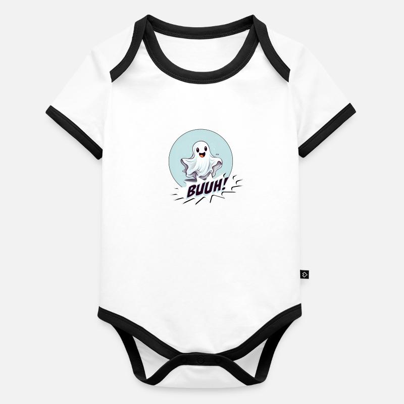 Halloween Cute Little Ghost Baby Bio-Kurzarm-Kontrastbody