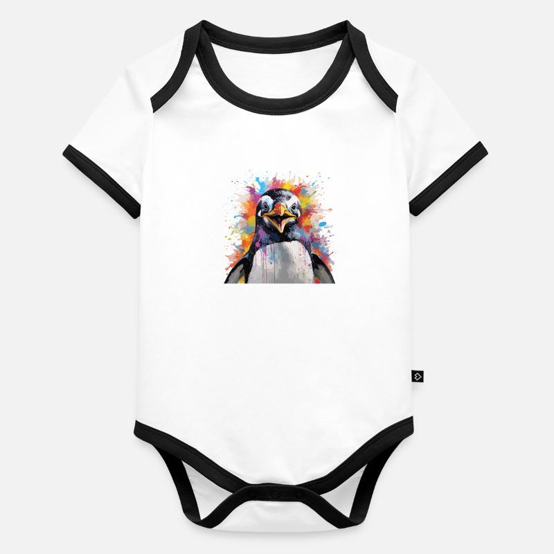 der bunte Pinguin Baby Bio-Kurzarm-Kontrastbody