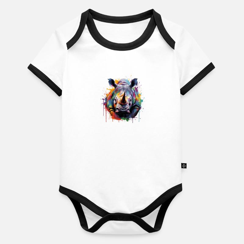 das bunte Rhino Baby Bio-Kurzarm-Kontrastbody