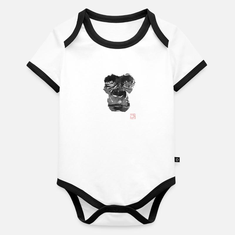 gorilla face Body Bébé bio contrasté manches courtes
