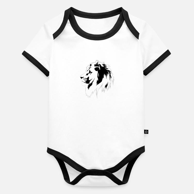 Portrait de lion (noir) Body Bébé bio contrasté manches courtes