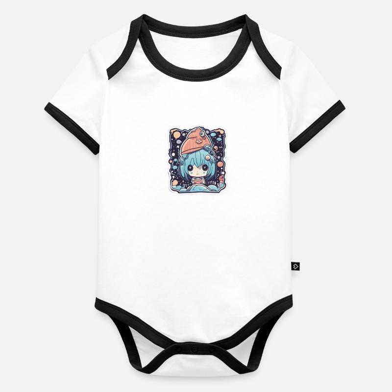 Weltall Mädchen Baby Bio-Kurzarm-Kontrastbody