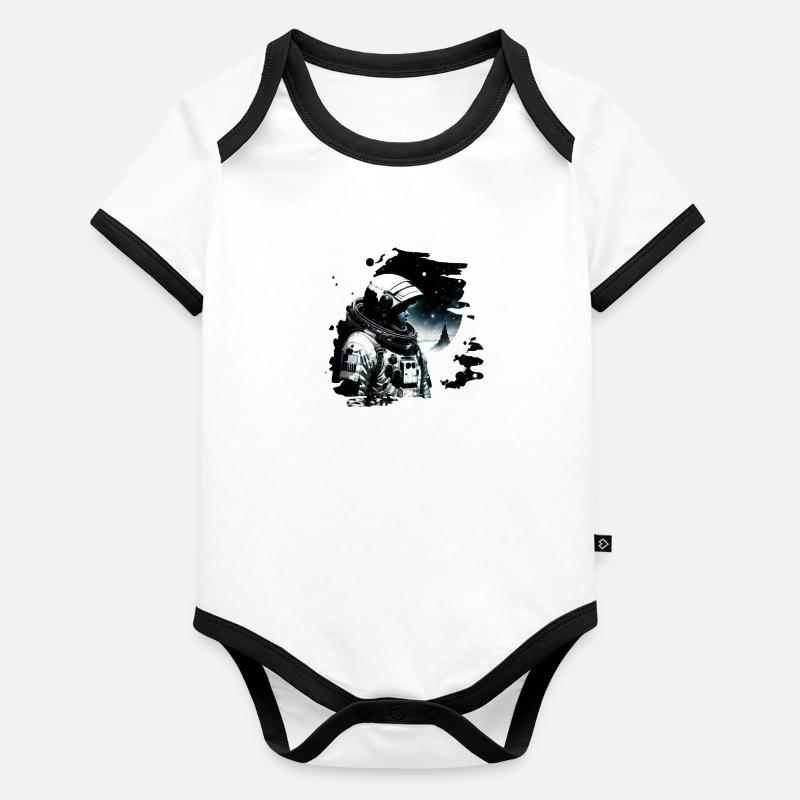 Astronome cosmique Body Bébé bio contrasté manches courtes