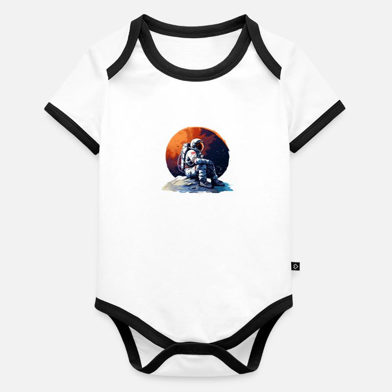 Astronaute échoué Body Bébé bio contrasté manches courtes