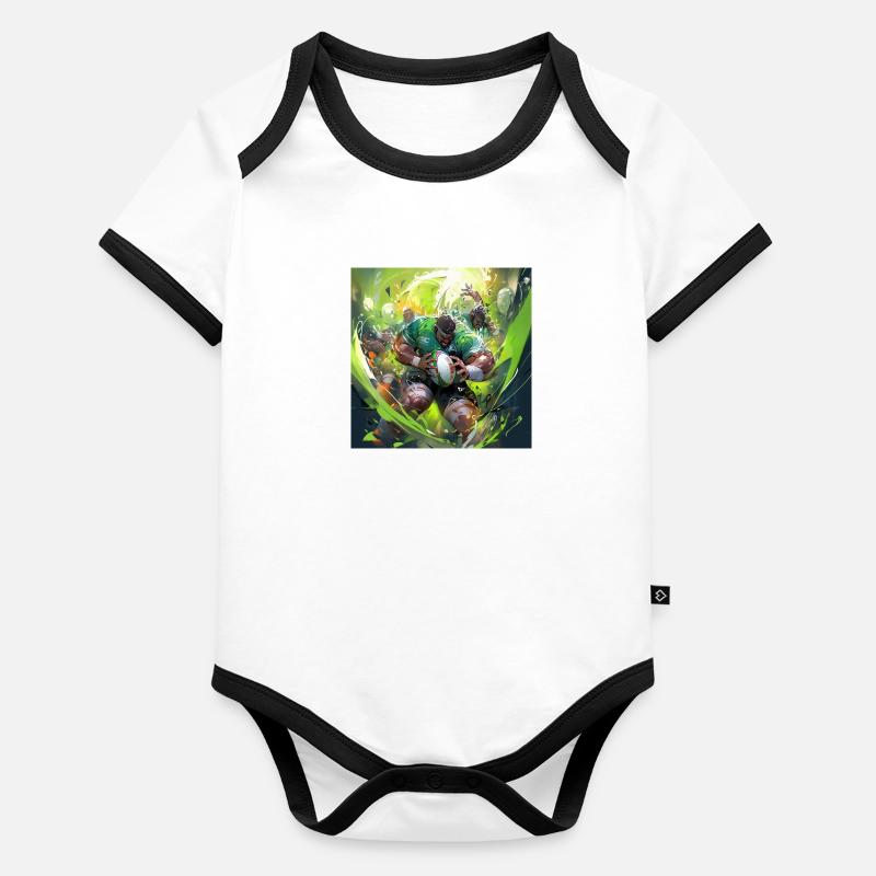 Rugby Rage Body Bébé bio contrasté manches courtes