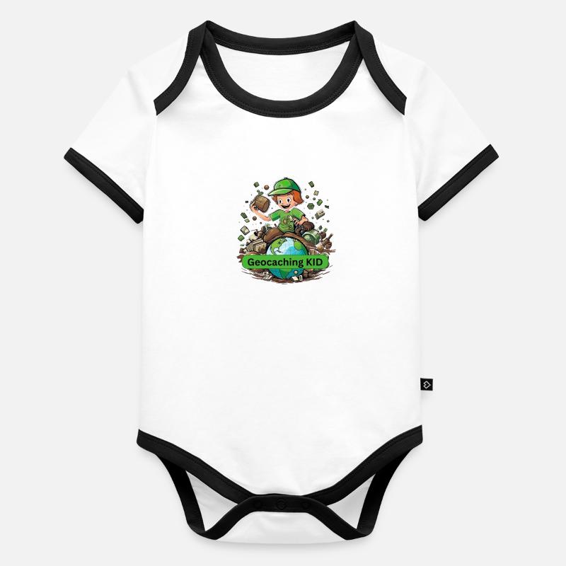 Geocaching KID Baby Bio-Kurzarm-Kontrastbody