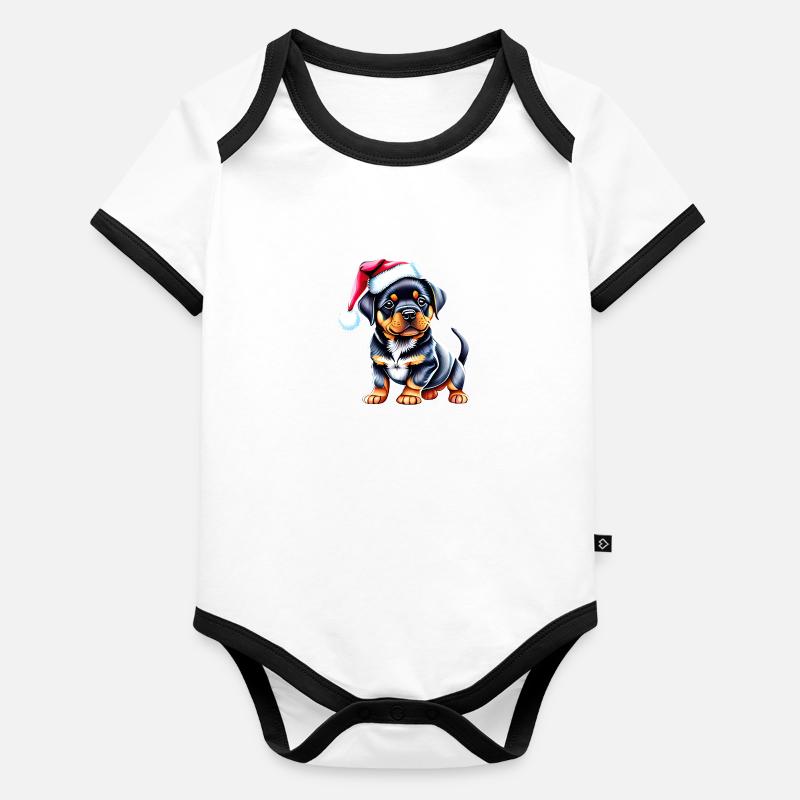 Rottweiler Chien de Noël Chiens Chiot Body Bébé bio contrasté manches courtes