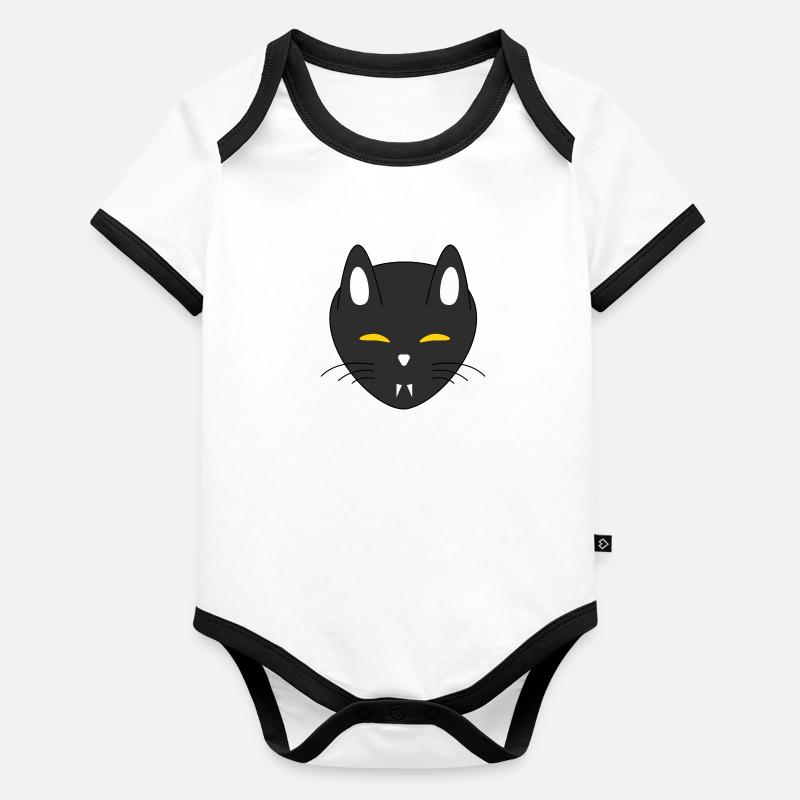 chat vampire halloween Body Bébé bio contrasté manches courtes