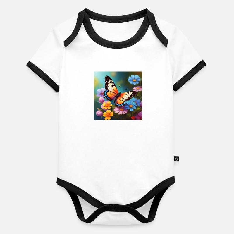 Papillon africain Body Bébé bio contrasté manches courtes