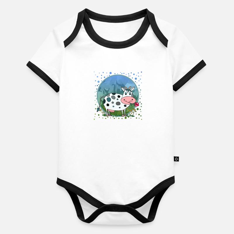 Vache Body Bébé bio contrasté manches courtes