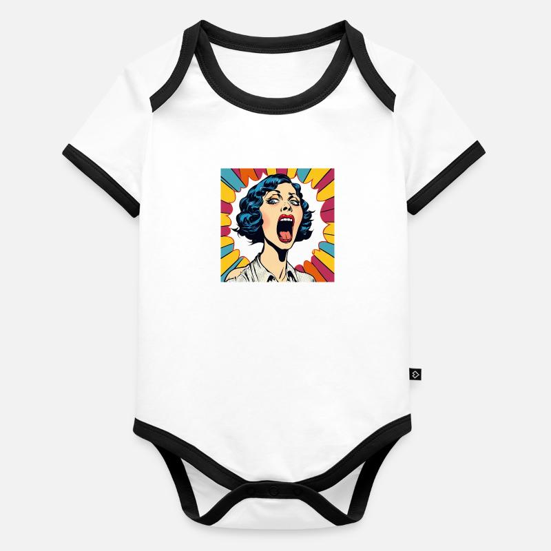 Sie schreit, ich schreie Baby Bio-Kurzarm-Kontrastbody