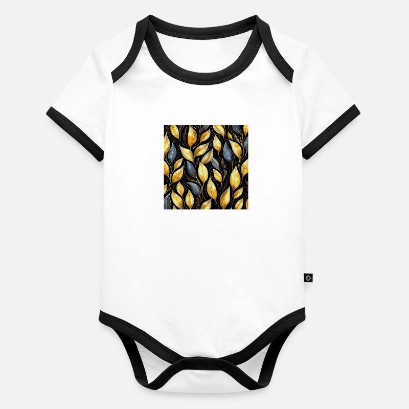 Feuilles d’or Body Bébé bio contrasté manches courtes