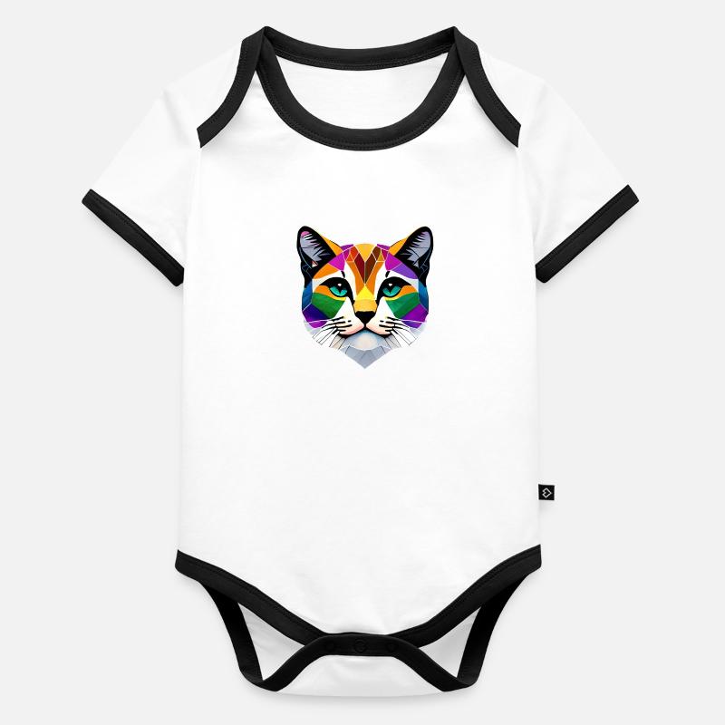 Chat Propriétaire Chat Chat Domestique Chaton Body Bébé bio contrasté manches courtes