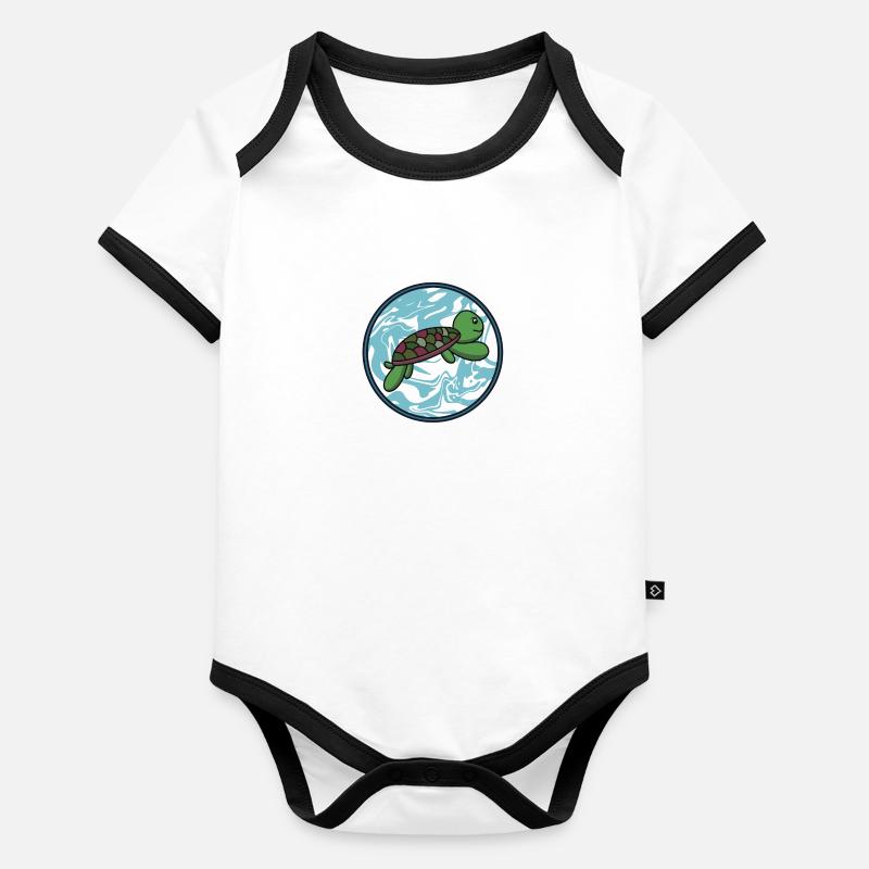 Tortue Body Bébé bio contrasté manches courtes