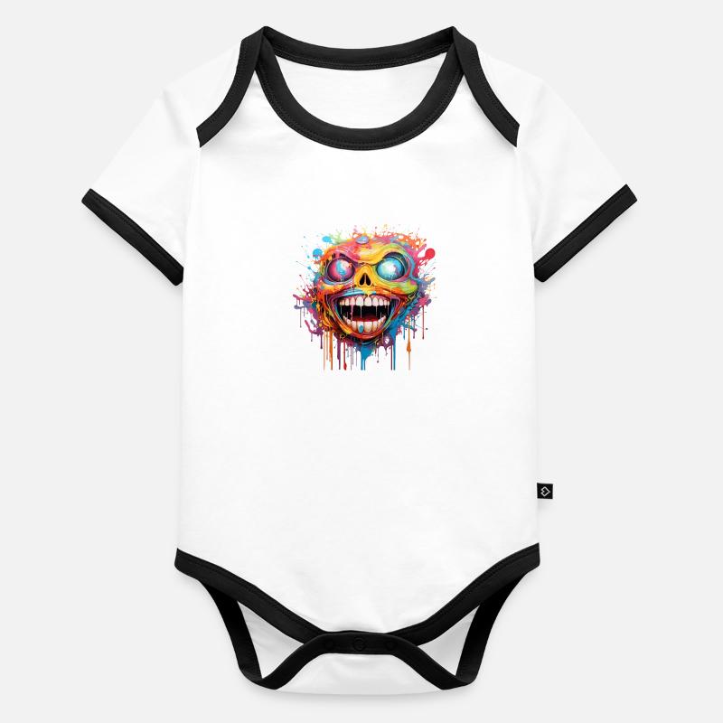 Crâne fou Body Bébé bio contrasté manches courtes