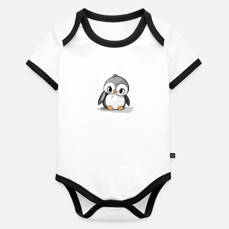 Bichou le petit pingouin Body Bébé bio contrasté manches courtes