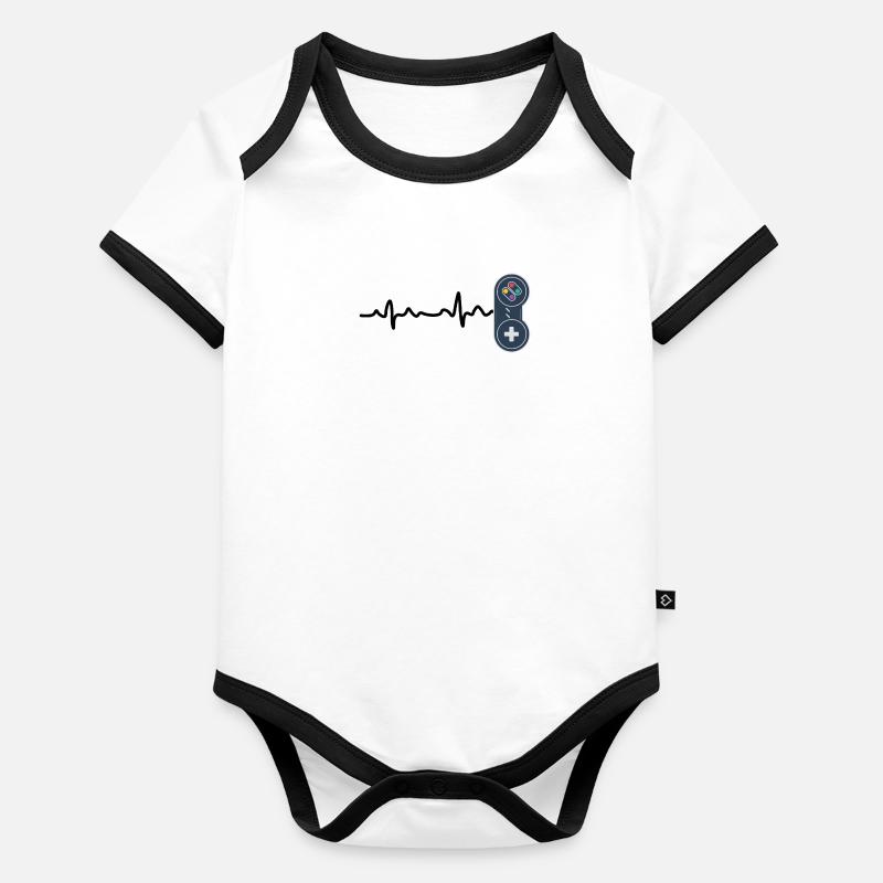 Heartbeat Console Gamer Gift Idea Organic Baby Contrasting Bodysuit