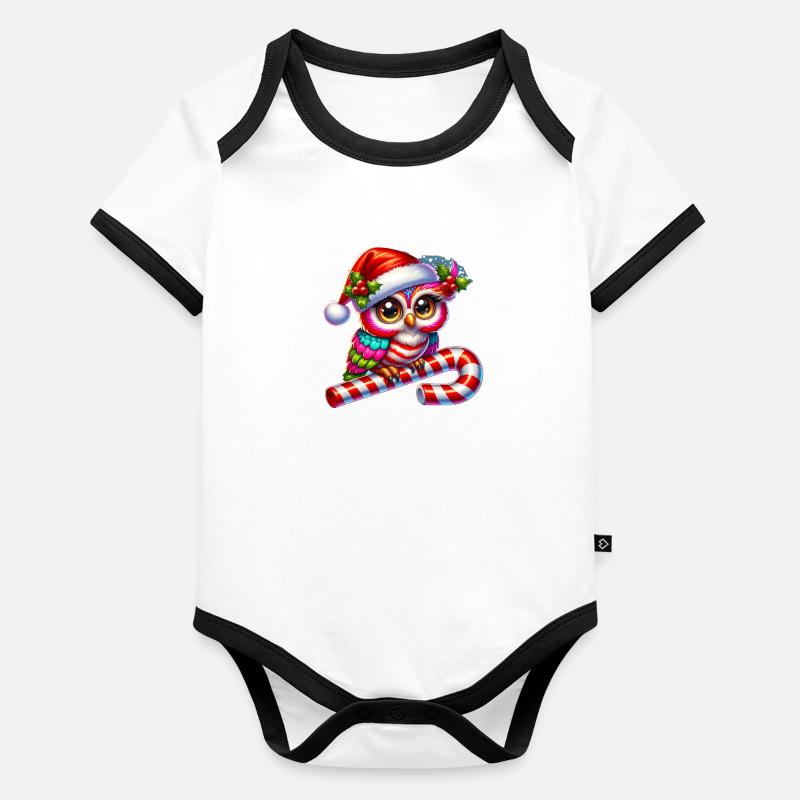 Christmas Owl Organic Baby Contrasting Bodysuit