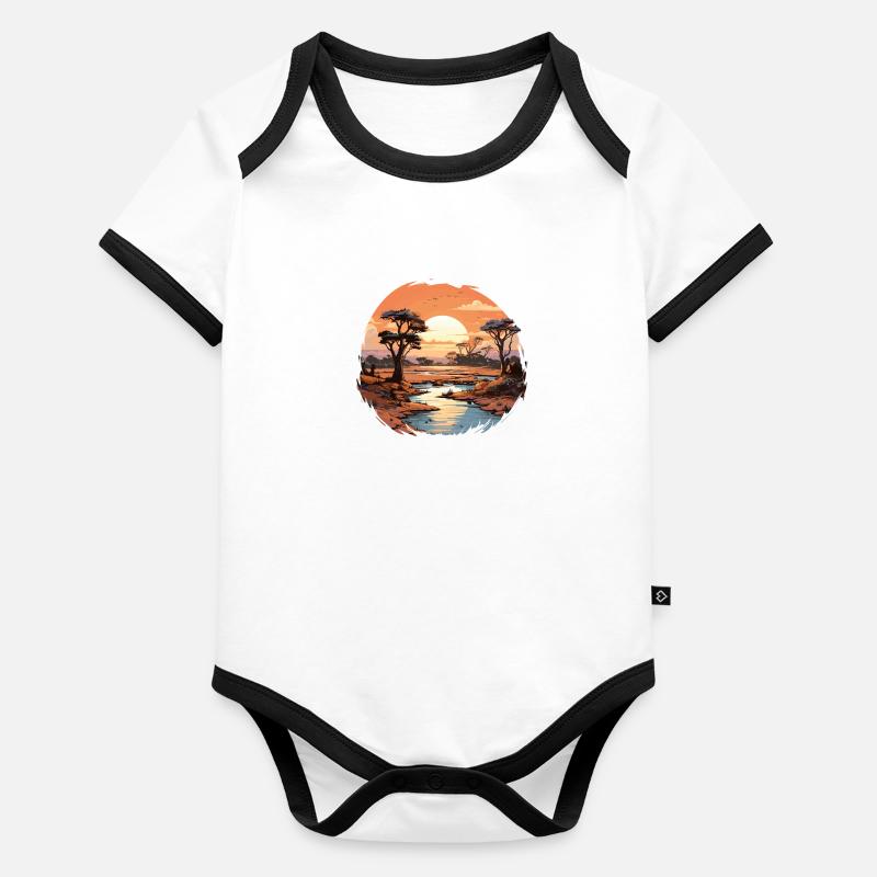 Savanne Baby Bio-Kurzarm-Kontrastbody