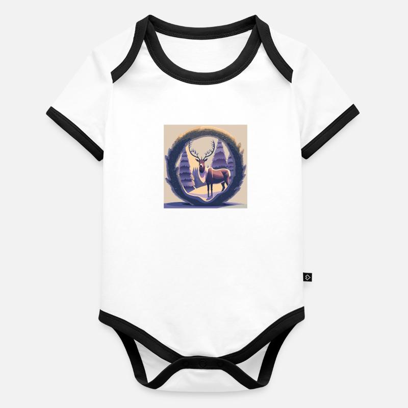 Couronne de renne Body Bébé bio contrasté manches courtes
