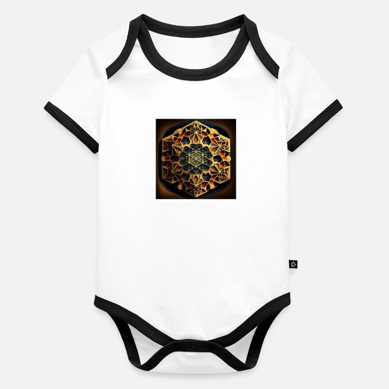 Geometrisches Muster Baby Bio-Kurzarm-Kontrastbody