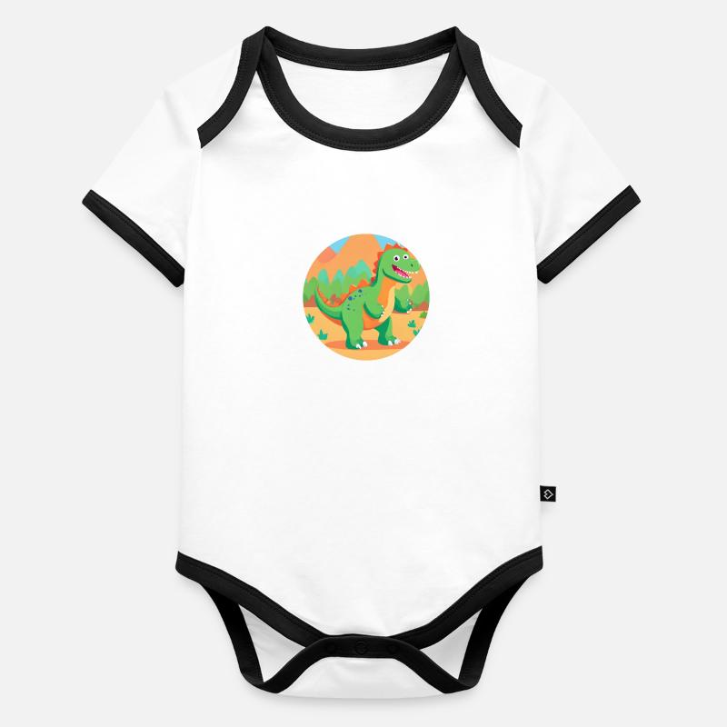Jungle Dino Fun Body Bébé bio contrasté manches courtes