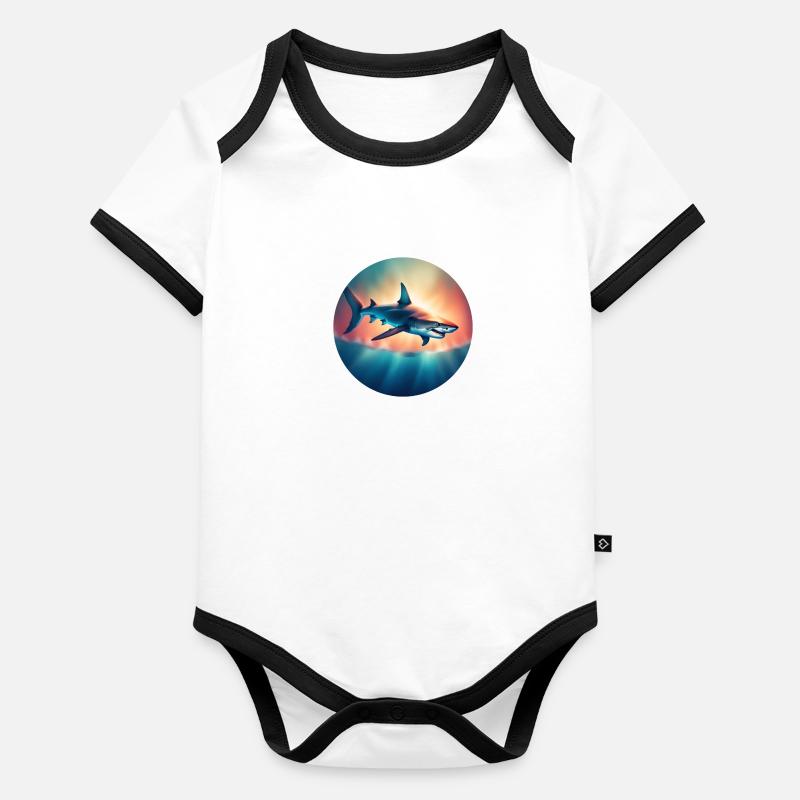 Requin prédateur océanique Requin Body Bébé bio contrasté manches courtes